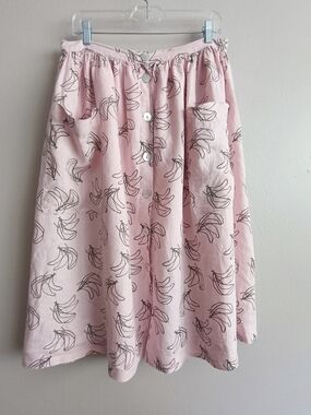 GORMAN "Ladyfinger" Pink Banana Linen Midi Skirt Size 14